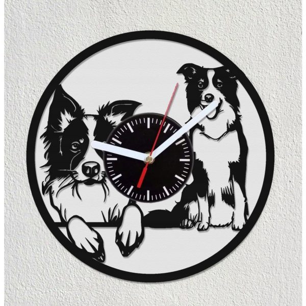 Pies border colie Prezent Zegar winylowy