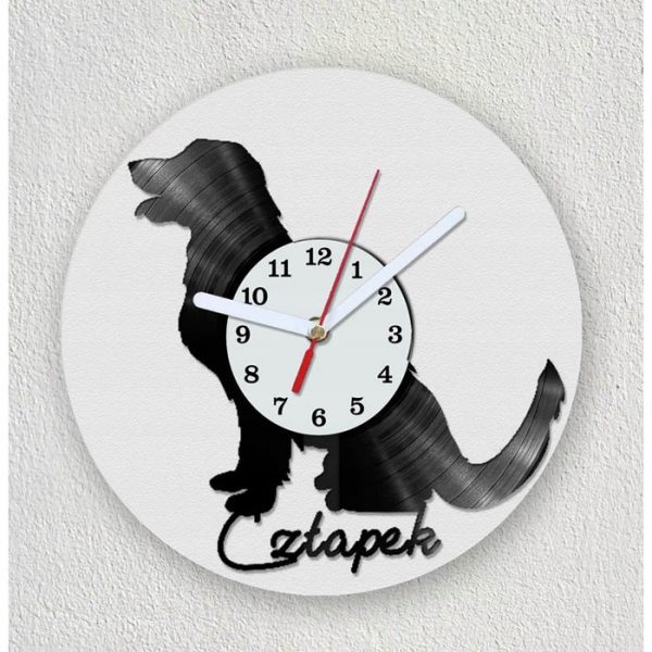 Pies prezent tekst Zegar z płyty winylowej