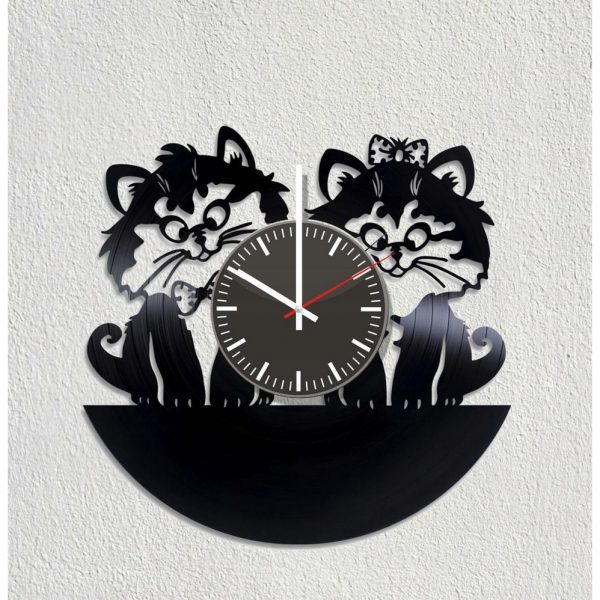 Zegar z płyty winylowej kot koty, kuchnia cats